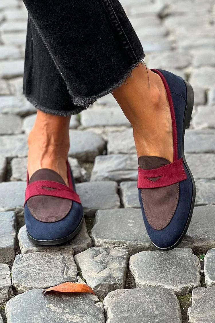 Stylish Color Block Penny Loafers for Women