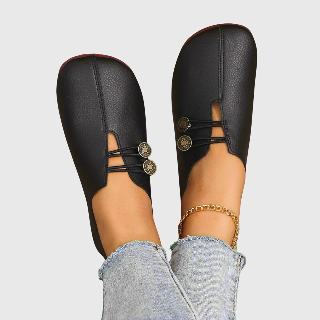 Comfortable Suede Flats with Buckle Detail