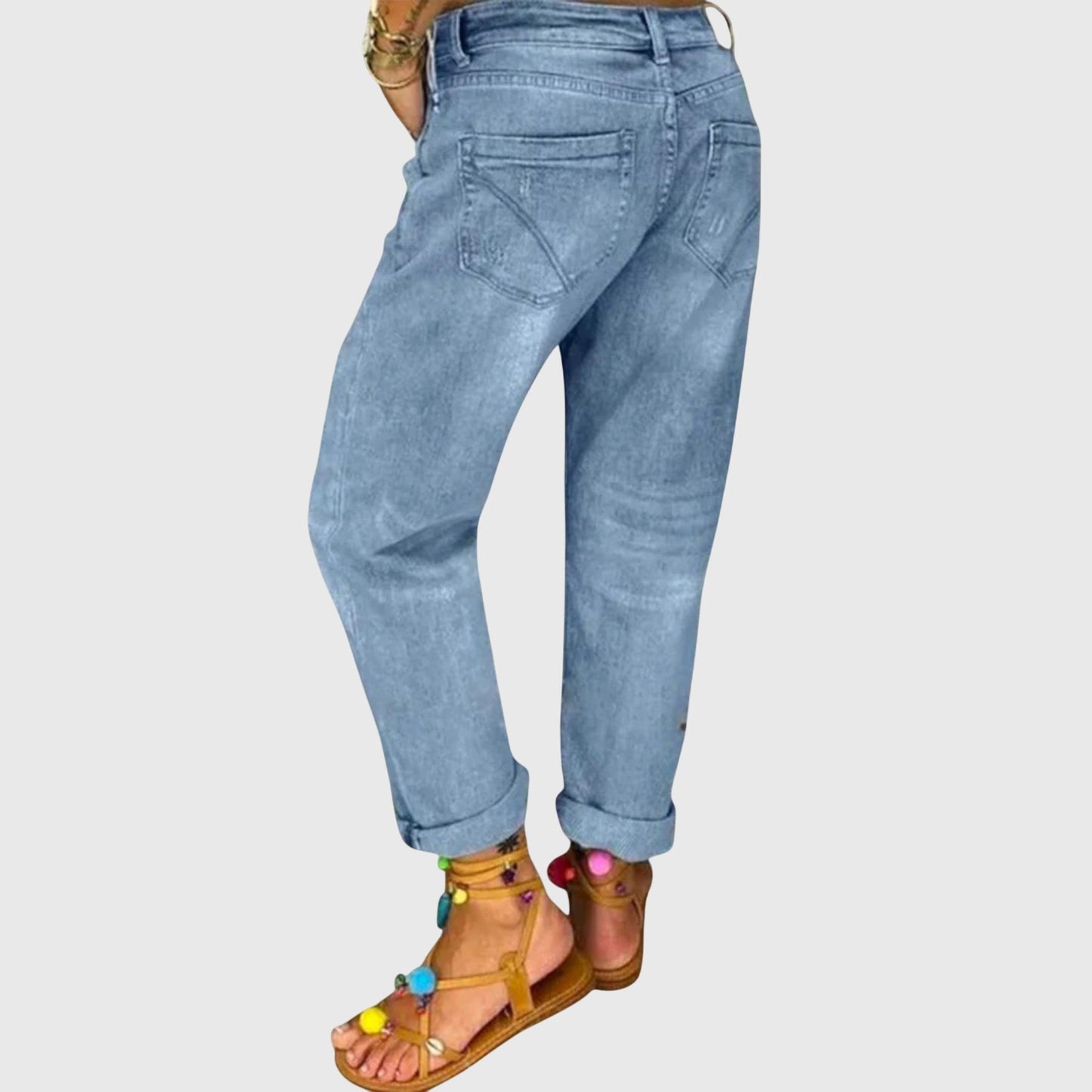 Stylish Relaxed Blue Jeans for Women with High Waist Style