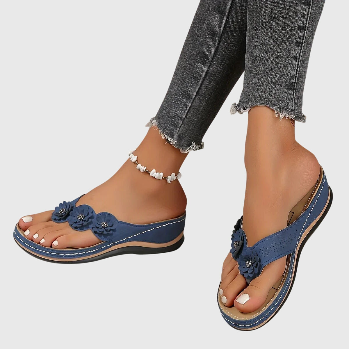 Comfortable Wedge Sandals for Women with Floral Strap Style