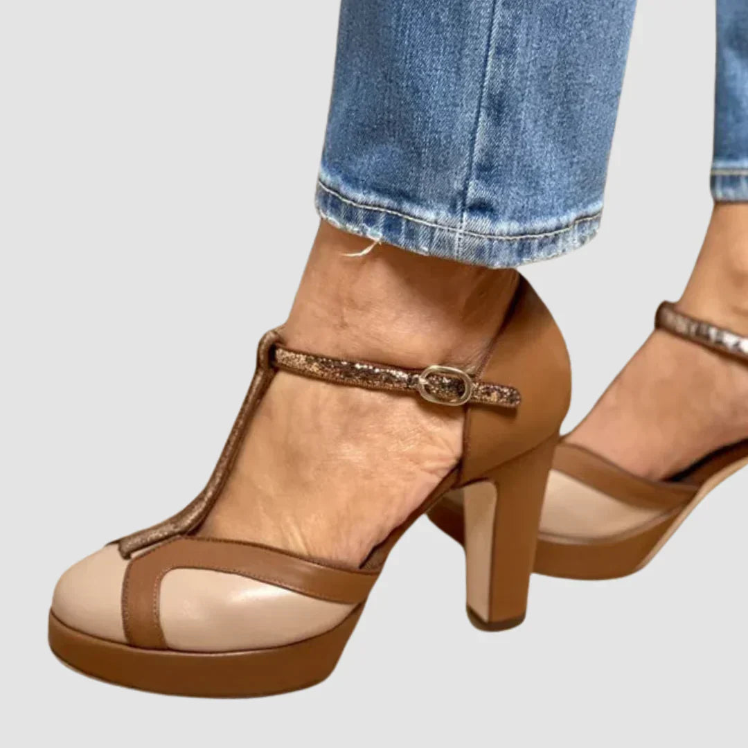 Elegant Brown Wedding Shoes for Women with T-Strap Style