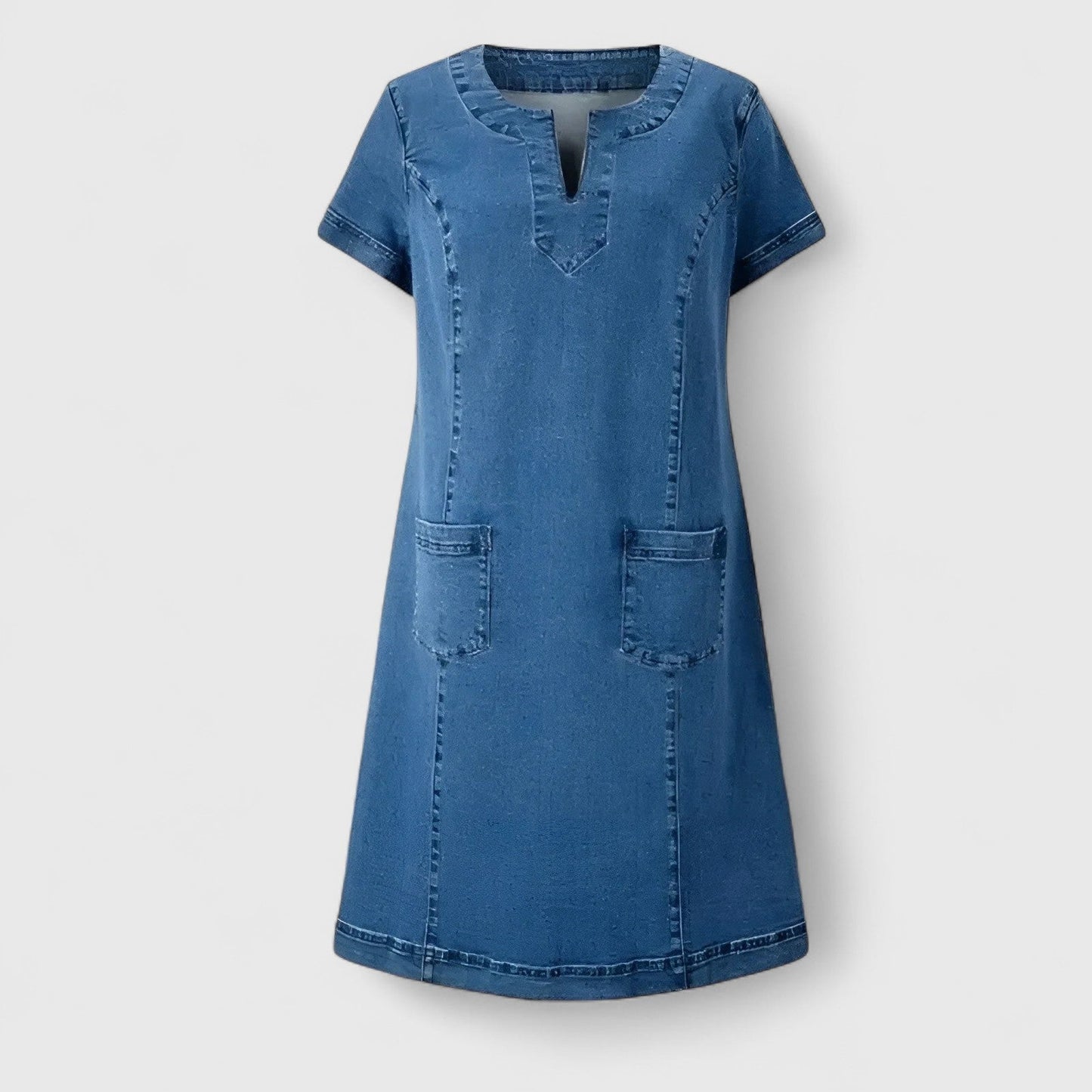 Effortless Denim Dress for Women with V Neck Style