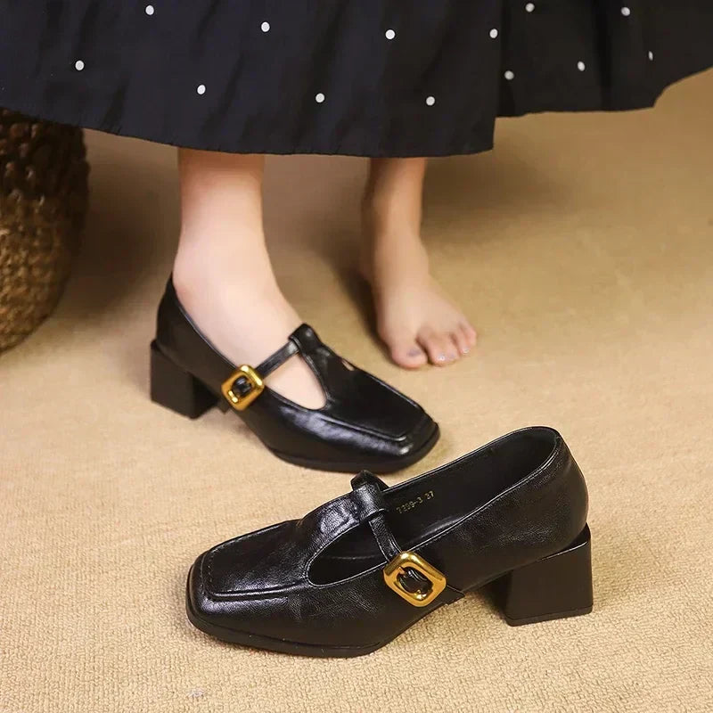 Elegant Mary Jane Shoes for Women with Buckle Strap Style