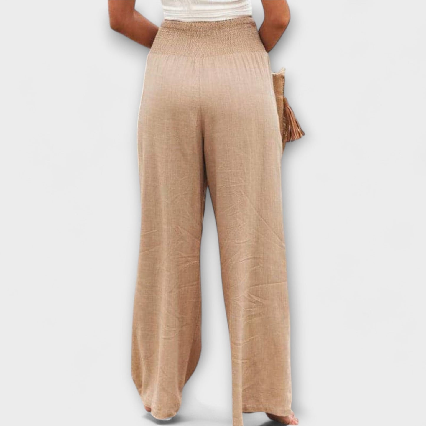 Effortless Khaki Wide Leg Pants for Women with High Waist Style
