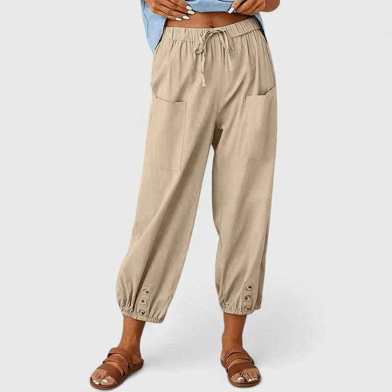 Effortless Khaki Wide Leg Pants for Women with High Waist Style