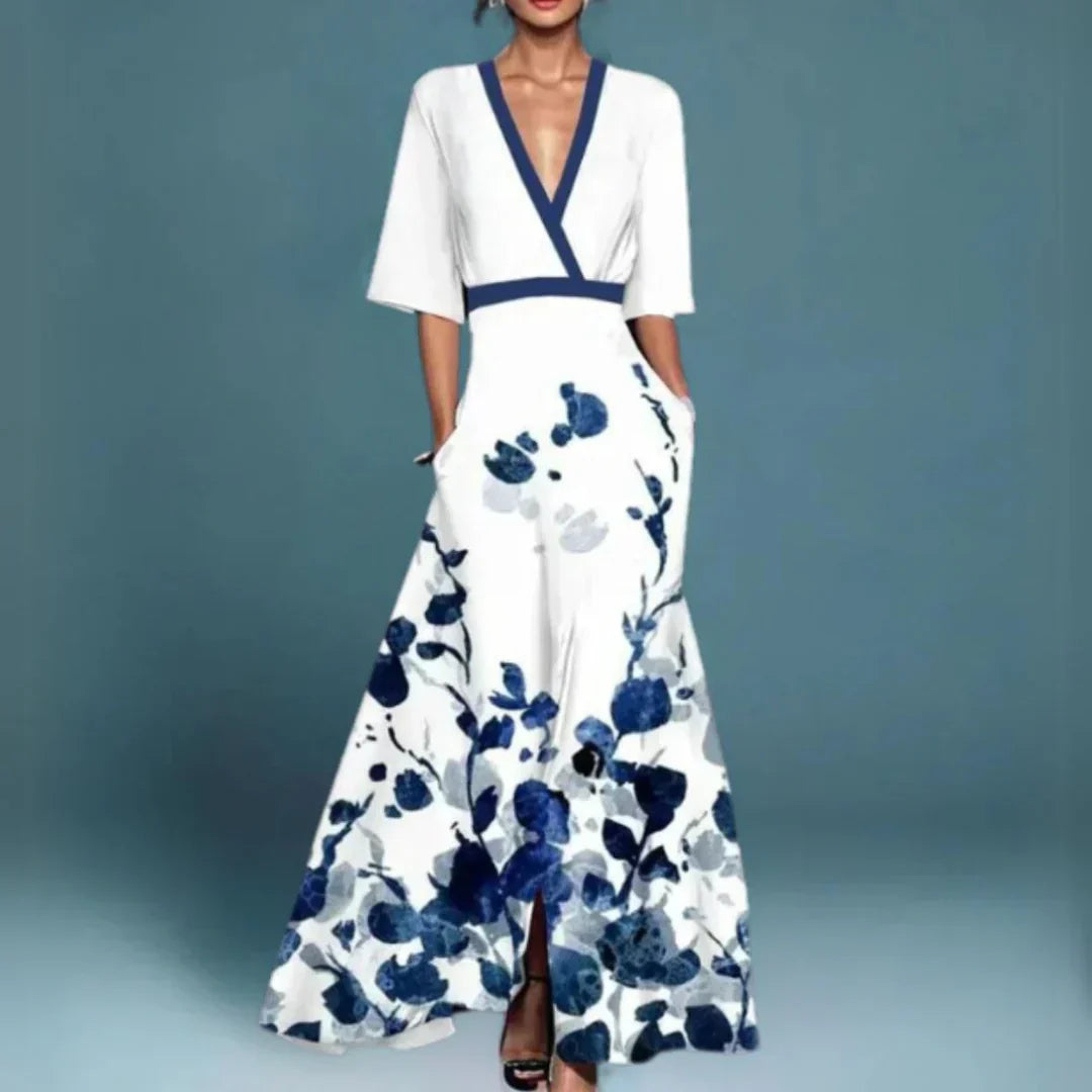 Floral Maxi Dress with V Neck