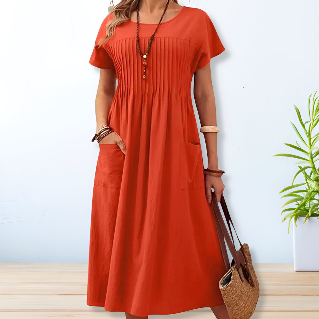 Comfortable Midi Dress for Women with Round Neck Style