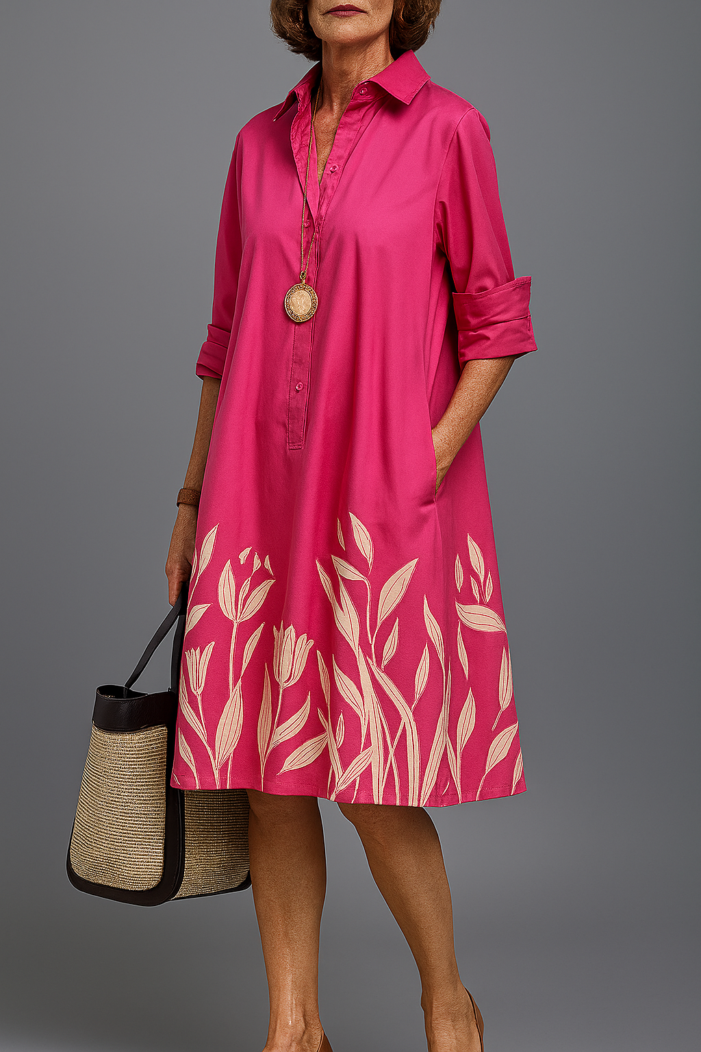 Elegant Pink Shirt Dress for Women