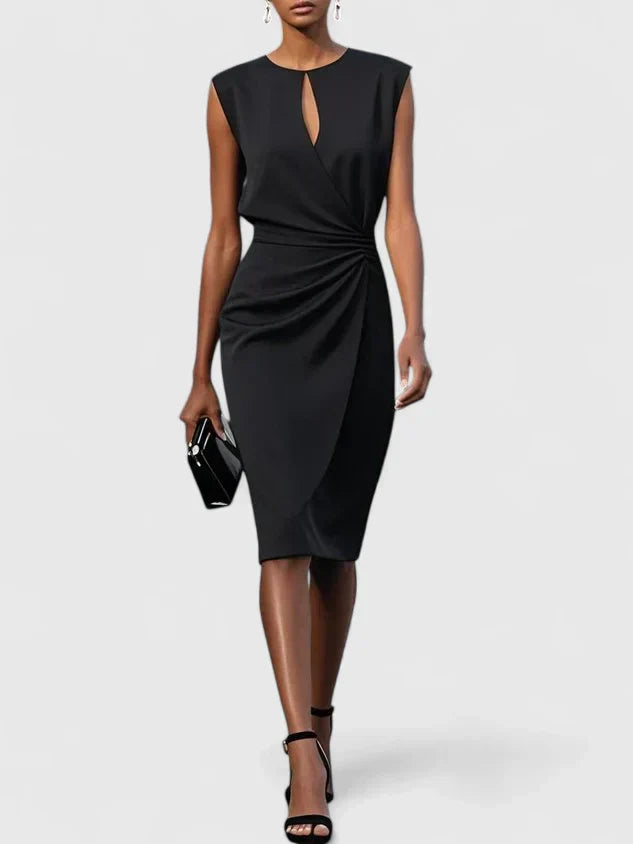 Sleeveless Wedding Guest Midi Dress with Side Slit