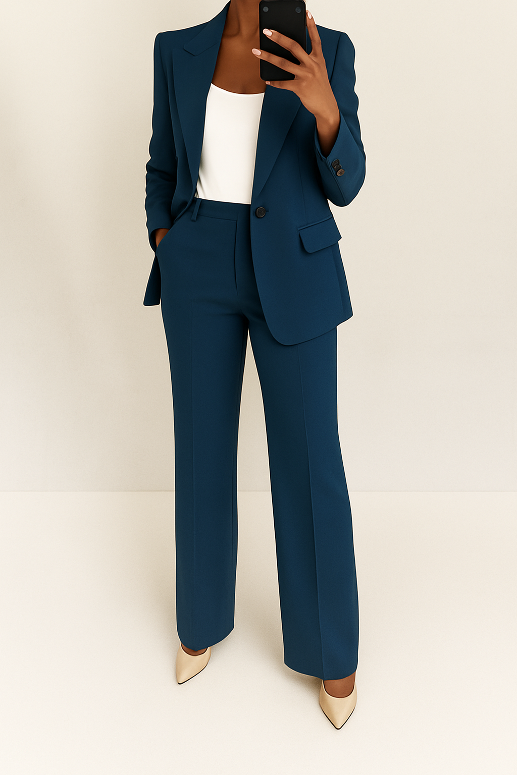 Tailored Pant Suit with Blazer and Wide Leg Pants