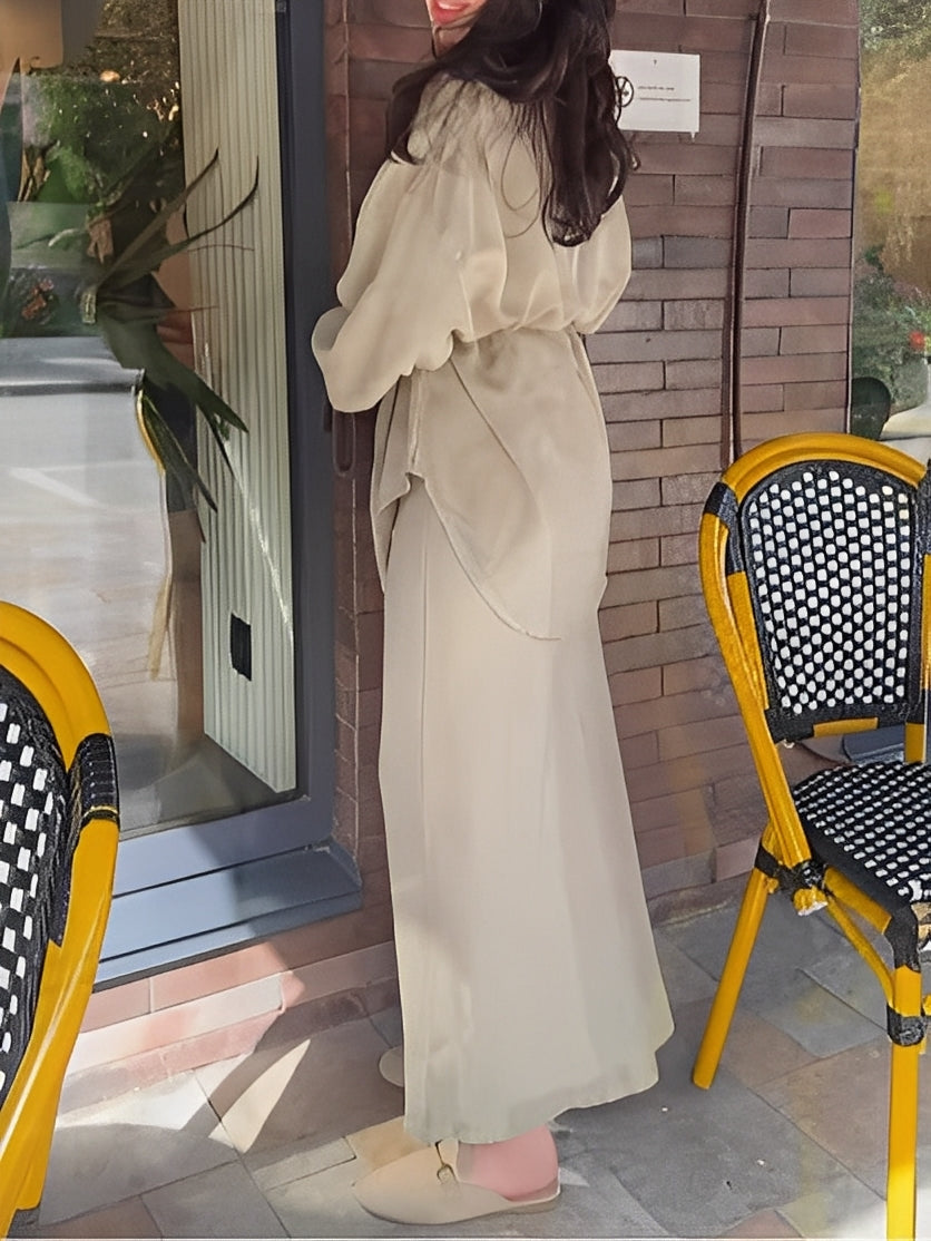 Effortless Shirt and Skirt Set for Women with Drawstring Waist Style