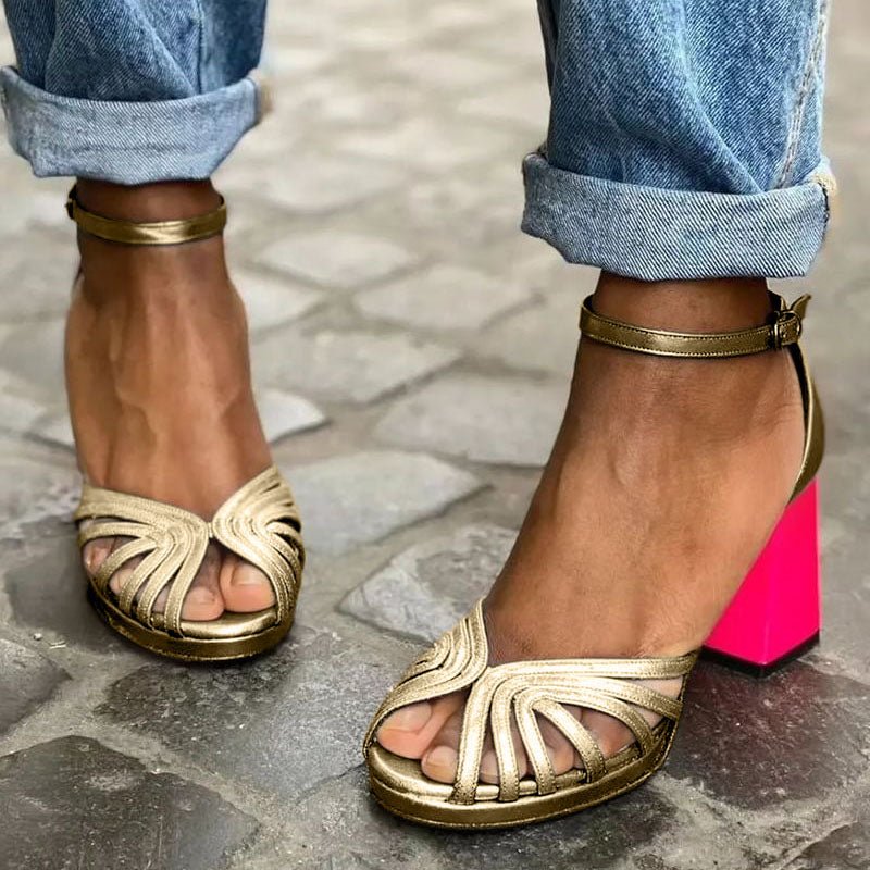 Gold Woven Heel Sandals