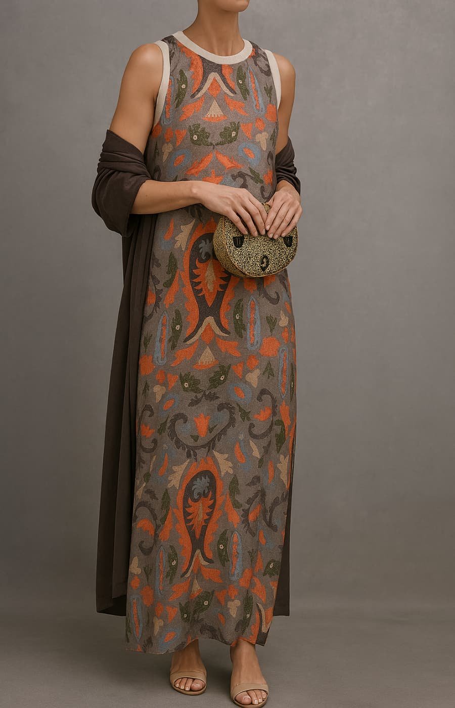 Printed Sleeveless Maxi Dress