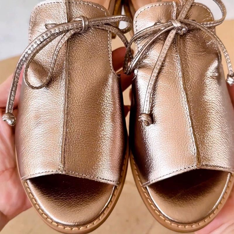 Elegant Champagne Sandals for Women with Bow Tie Style