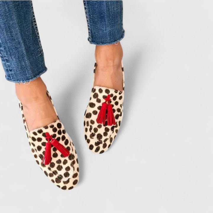 Stylish Beige Mules for Women with Animal Print Style
