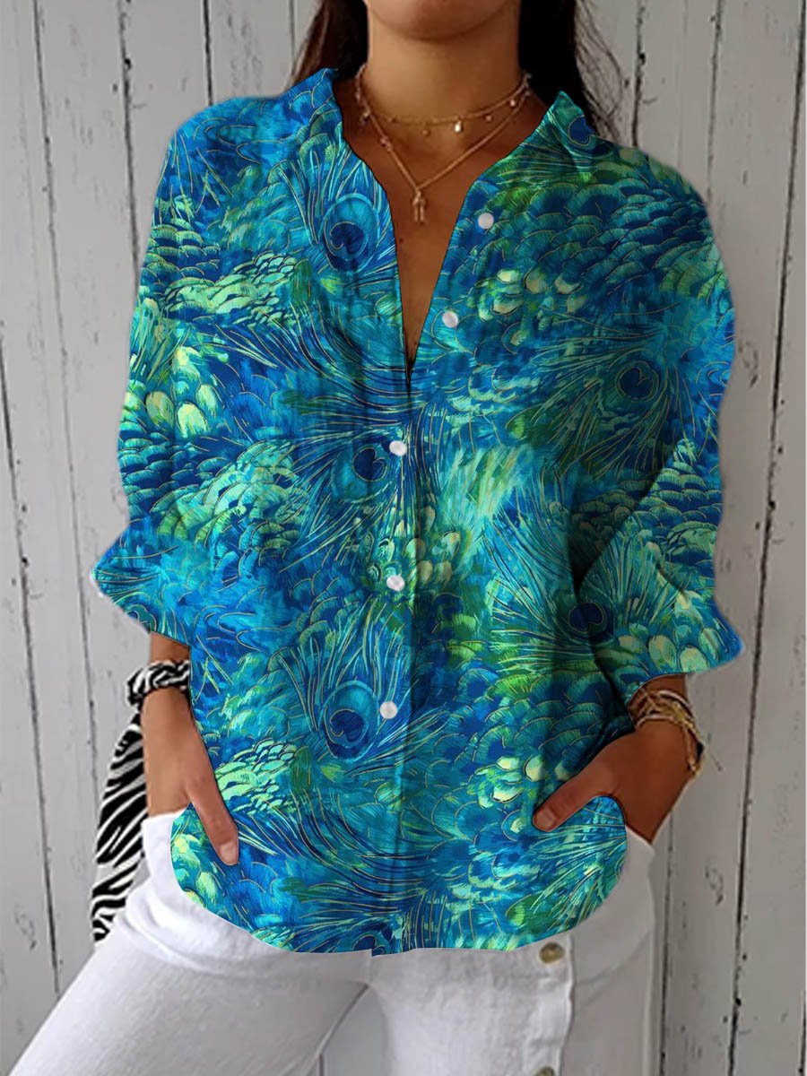 Stylish Peacock Blouses for Women with V Neck Style