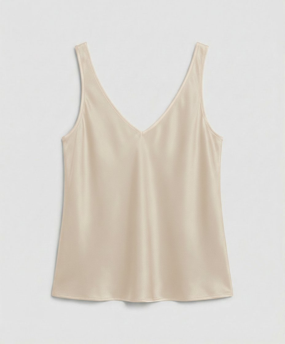 Satin V Neck Tank Top