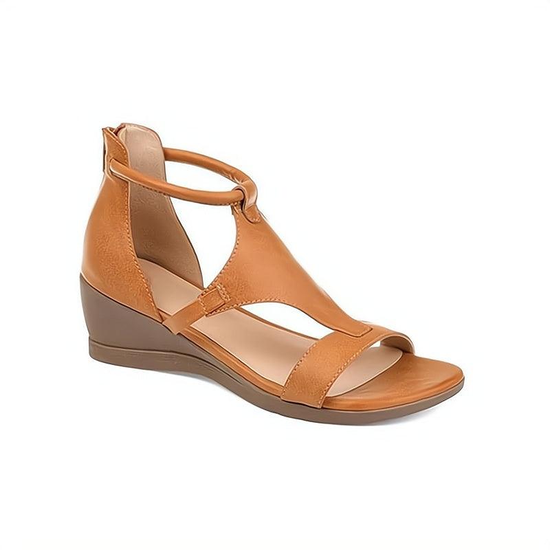 Comfortable Leather Sandals for Women with Wedge Heel Style