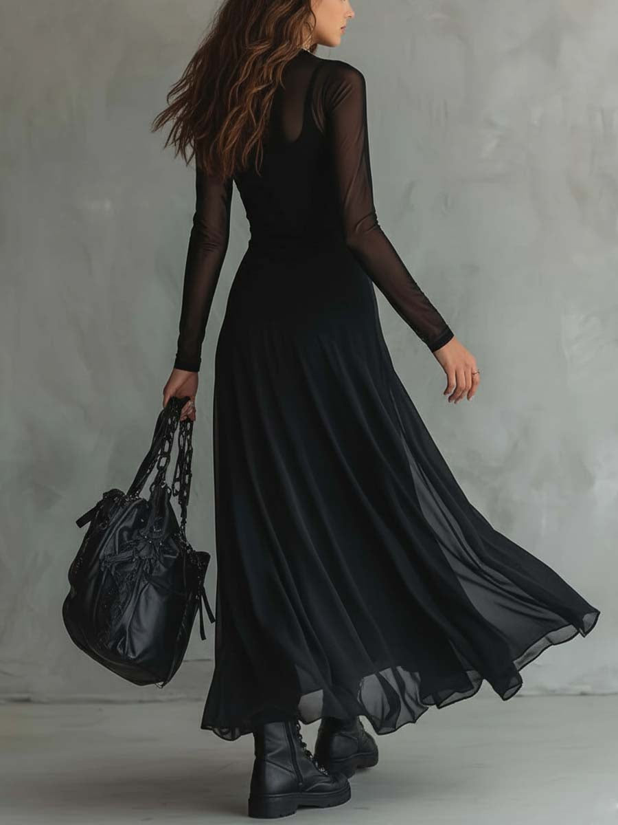 Elegant Black Going Out Dress for Women with Black Tie Formal Style