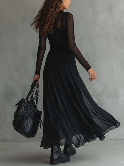 Elegant Black Going Out Dress for Women with Black Tie Formal Style