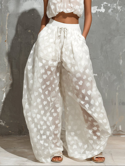 White Halter Two Piece Set with Wide Leg Pants