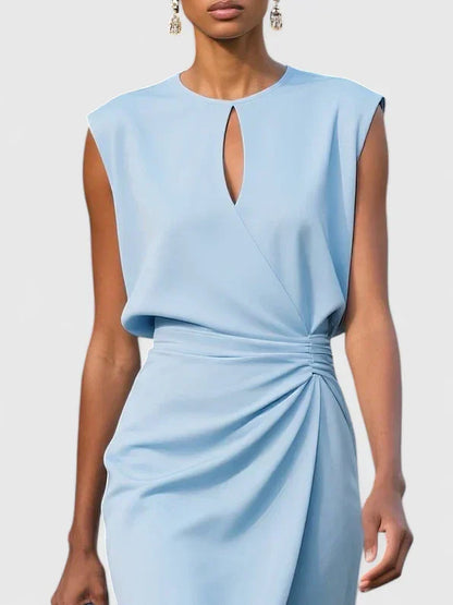 Sleeveless Wedding Guest Midi Dress with Side Slit