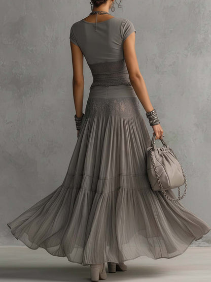 Elegant Boho Two Piece Maxi Skirt Set for Women