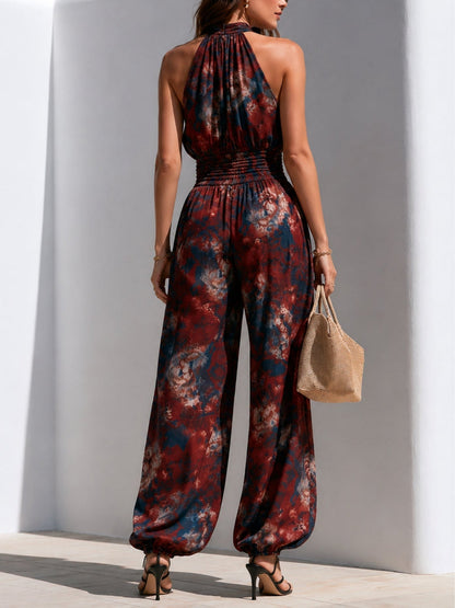 Printed Halter Jumpsuit with Wide Leg Fit