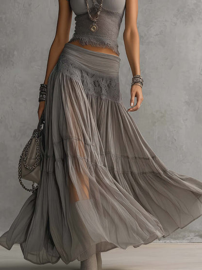 Elegant Boho Two Piece Maxi Skirt Set for Women