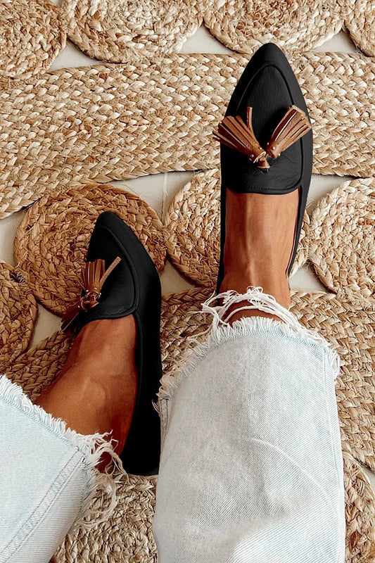 Elegant Black Tassel Loafers for Women