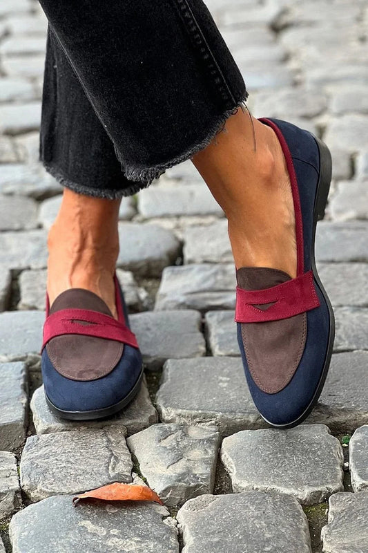 Stylish Color Block Penny Loafers for Women
