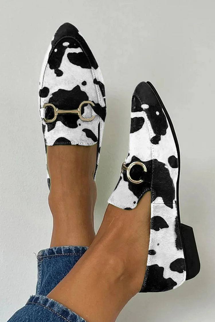 Elegant White Black Loafers for Women with Penny Toe Style
