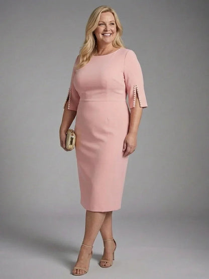 Elegant Midi Dress for Women with Bateau Neck Wedding Guest Dress Style