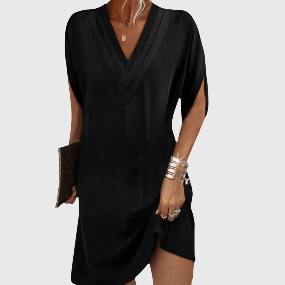 Effortless Mini Dress for Women with V Neck Draped Style