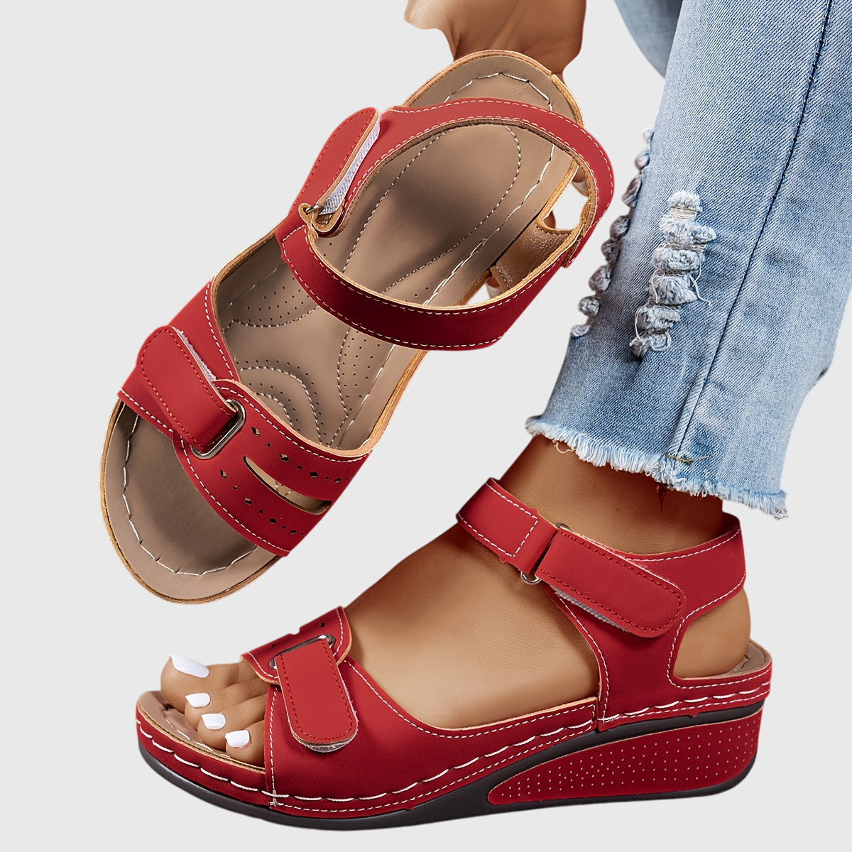 Adjustable Strap Wedge Sandals