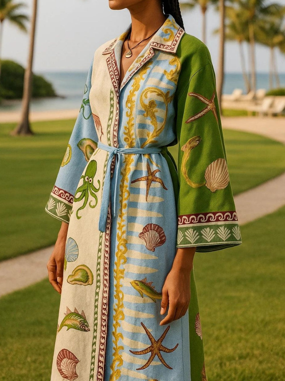 Effortless Blue Maxi Dress for Women with Collared Button Front Style