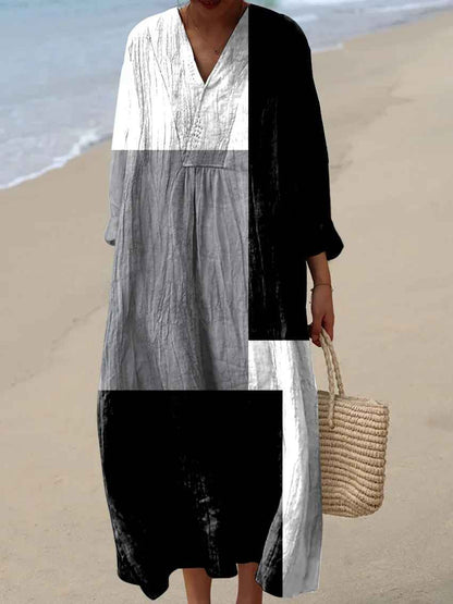 Elegant Maxi Dress for Women with Patchwork Print