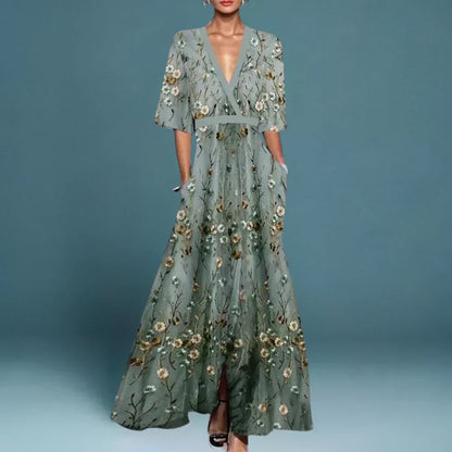 Floral Maxi Dress with V Neck