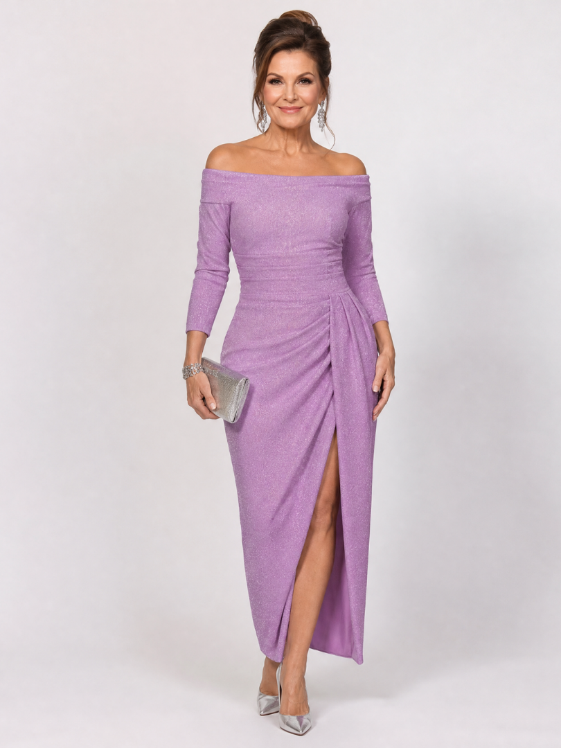 Elegant Midi Dress for Women with Off Shoulder Wedding Guest Dress Style