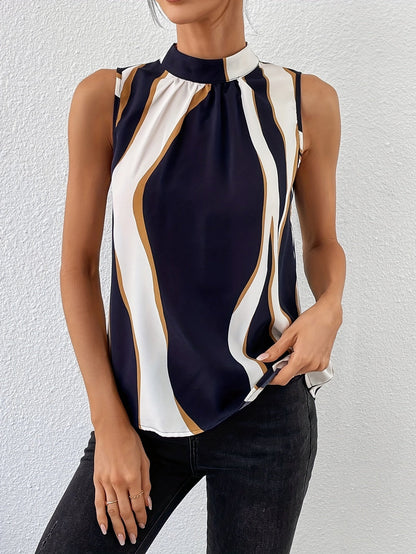Stylish Halter Top for Women with Color Block Style
