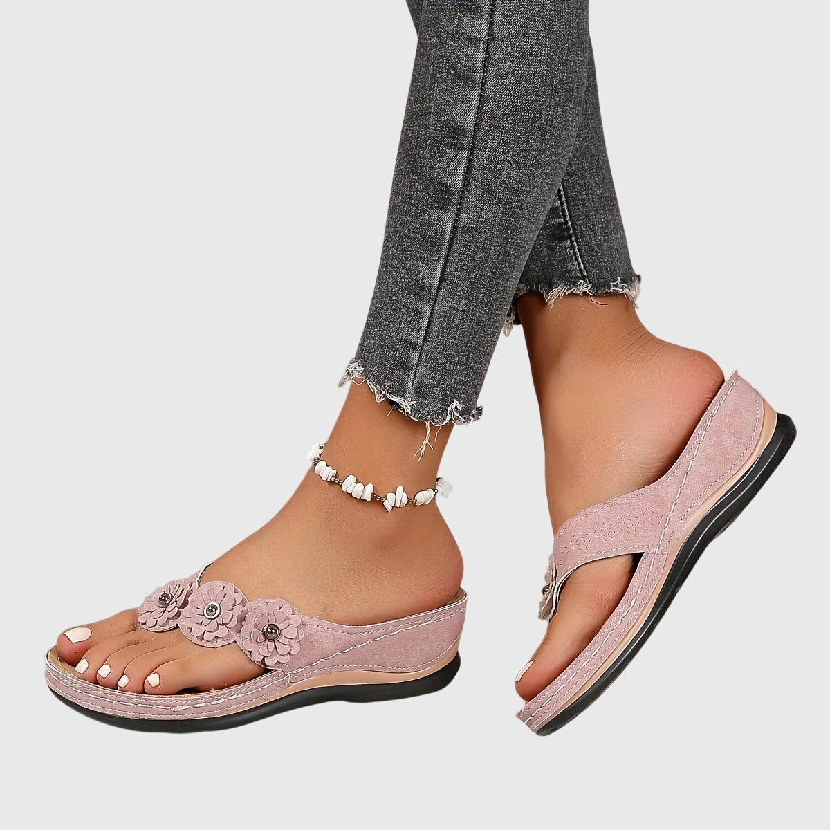 Comfortable Wedge Sandals for Women with Floral Strap Style