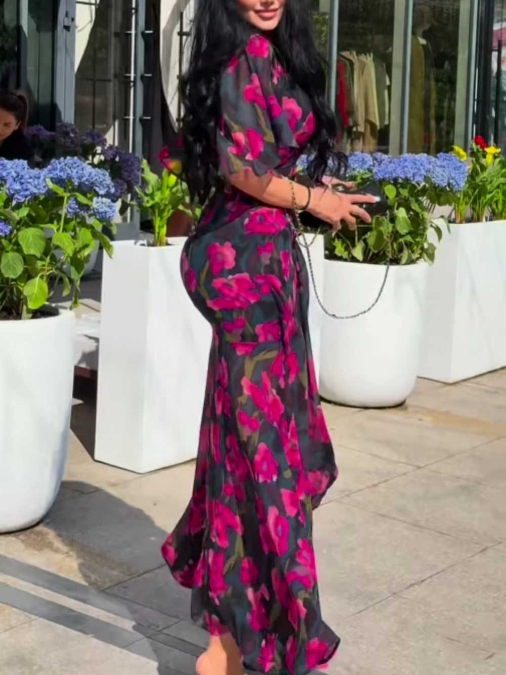 Effortless Floral Maxi Dress for Women with V Neck Style