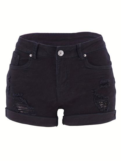 Stylish Ripped Denim Shorts for Women with High Waist Style