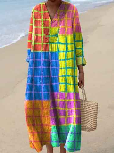 Elegant Maxi Dress for Women with Patchwork Print