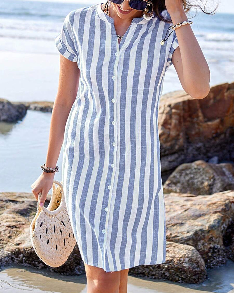 Elegant Striped Shirt Dress for Women