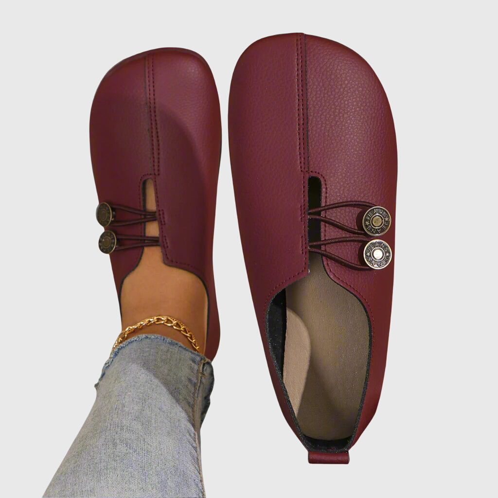 Comfortable Suede Flats with Buckle Detail