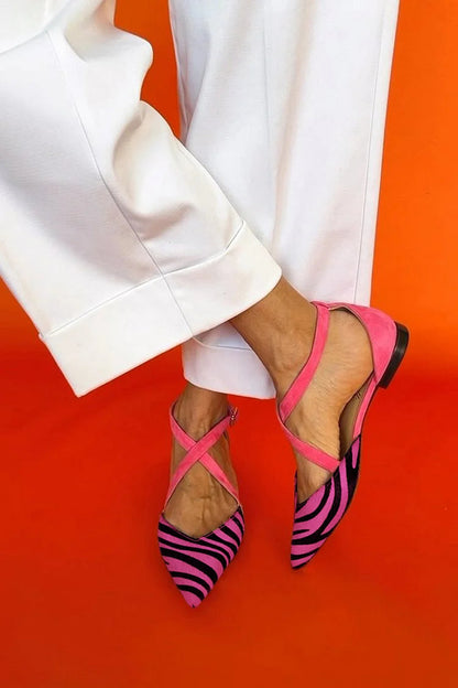 Stylish Pink Zebra Ballet Flats for Women