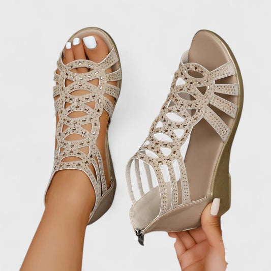 Comfortable Orthopedic Wedge Sandals for Women with Laser Cut Strap Open Toe Style