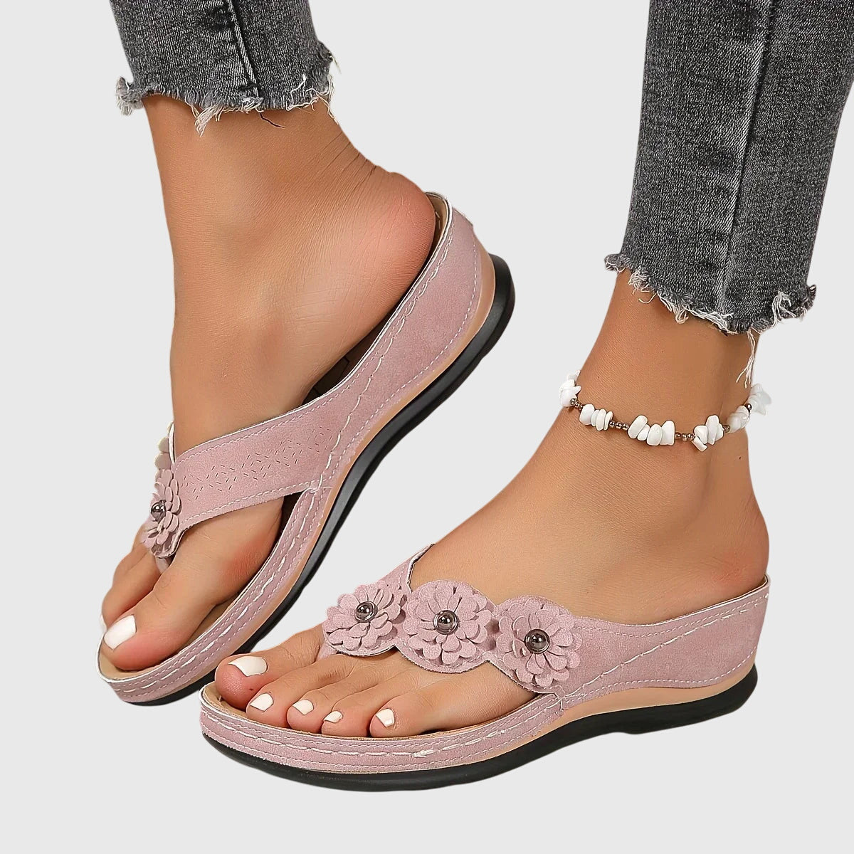 Comfortable Wedge Sandals for Women with Floral Strap Style