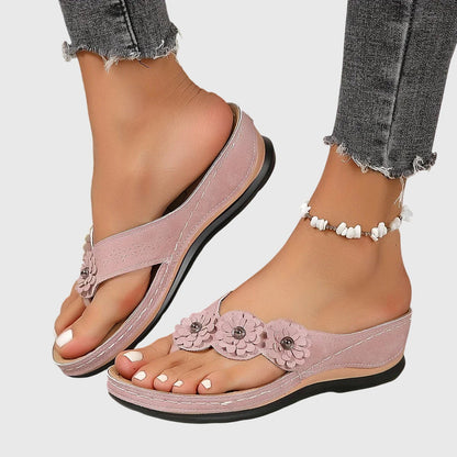 Comfortable Wedge Sandals for Women with Floral Strap Style